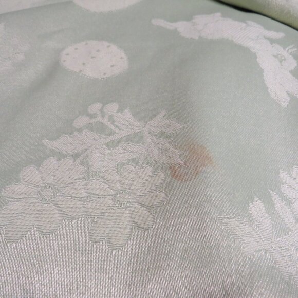 Spring Green Damask Tablecloth with Bunny Rabbits, Flowers, Eggs Pattern 52x100 - Picture 4 of 4